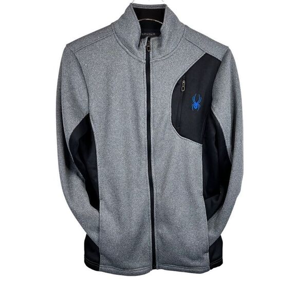 SPYDER Fleece Jacket Full Zip in Gray and Black Youth Size XL - Picture 2 of 13